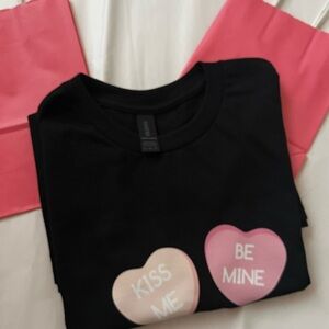 Valentine Tshirt | Black Tee with Pink Heart Design